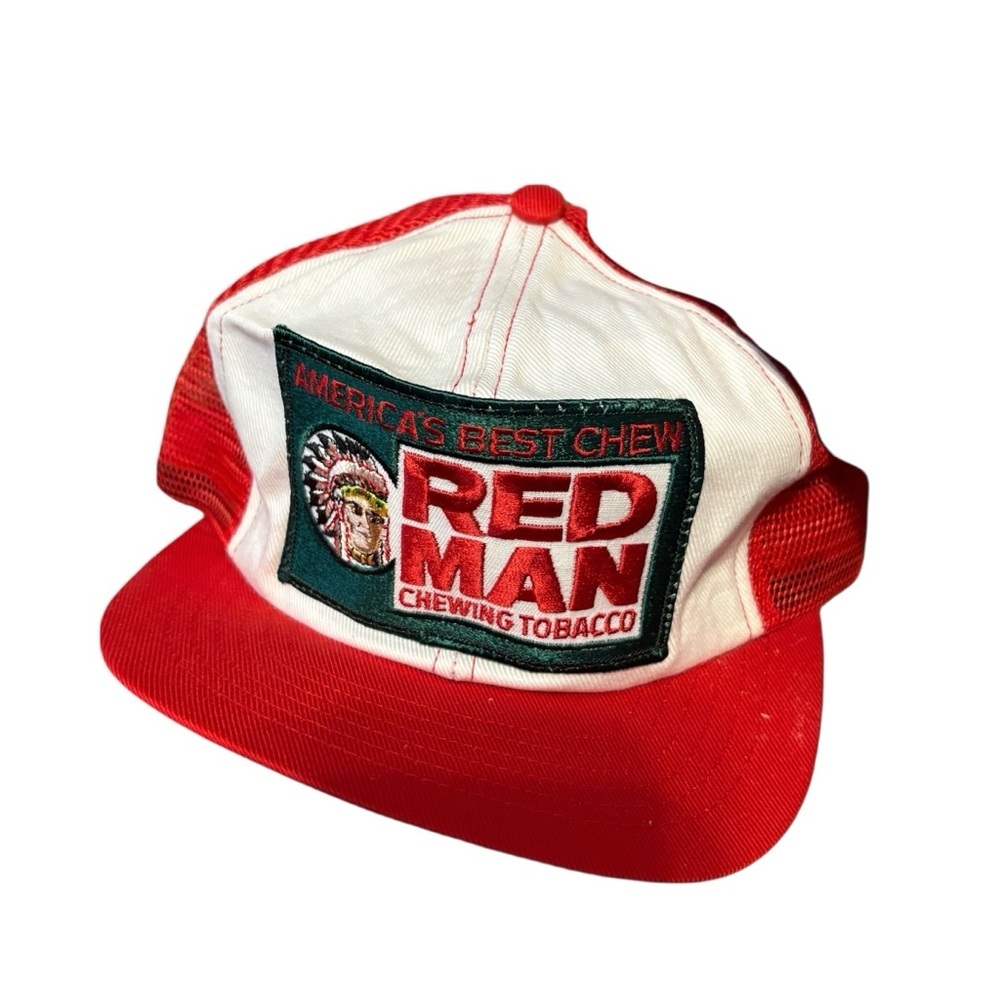 Vintage Red Man Chewing Tobacco Trucker Snapback Cap Made In USA Large Patch